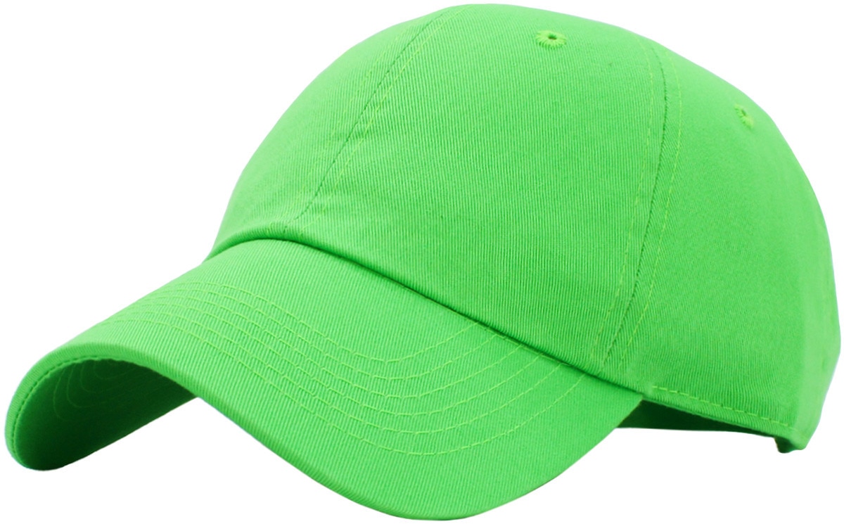 Neon Green Low Profile Baseball Caps Front Side View
